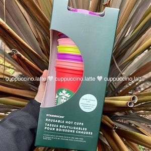 🌈NEW💖Starbucks Valentine 2022 Color Changing Lids Box of 6 Reusable Hot Cups